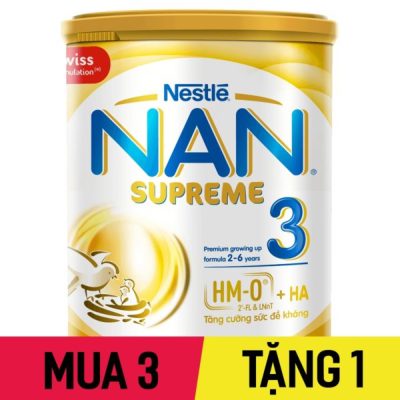 FREESHIP Combo 3 lon NAN Supreme 3 (2HMO) 800g tặng 1 lon