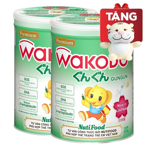 Combo 2 lon WAKODO GUNGUN 3, Từ 3 tuổi, 830g